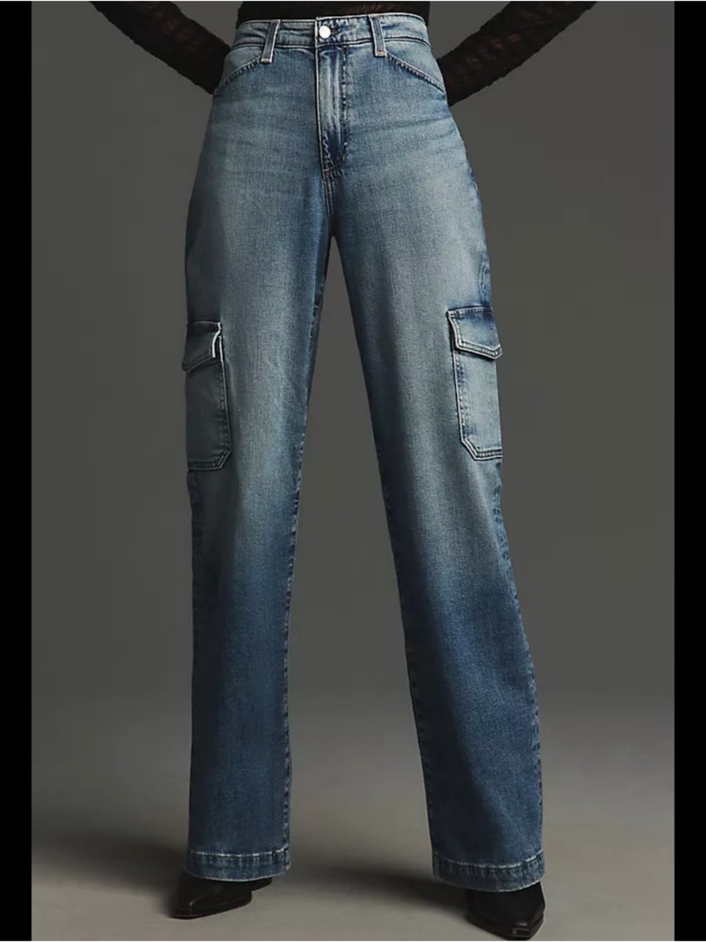 Ag Adriano Goldschmied gatina Light Blue Wide-Leg Cargo Jeans 27 Anthropologie